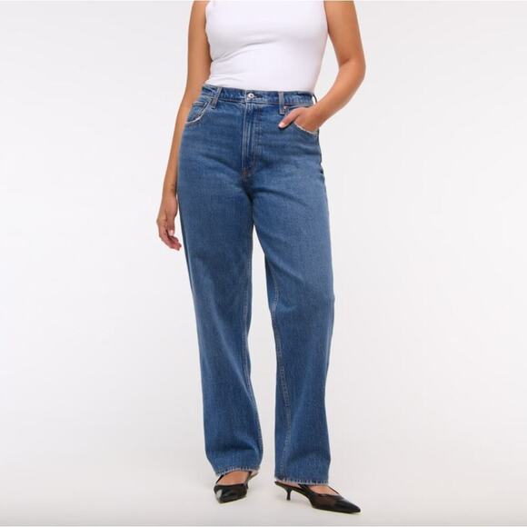 Abercrombie & Fitch Ultra High Rise 90s Straight Jean Medium Wash - Picture 1 of 7